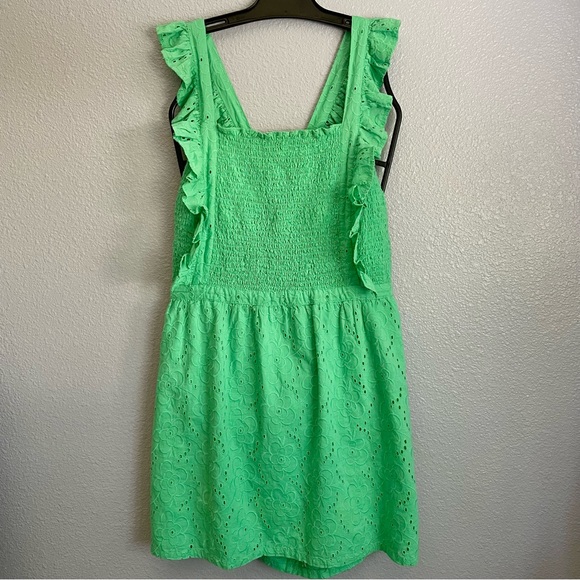 Lulu’s Green Sweet Bliss Eyelet Ruffle Dress NWT Size L - Picture 4 of 7